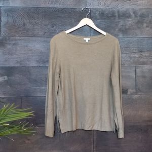 J.Jill Taupe Knit Longsleeve, with Zipper Sides